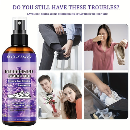 ROZINO Lavender Foot Deodorizer & Shoe Odor Remover Spray