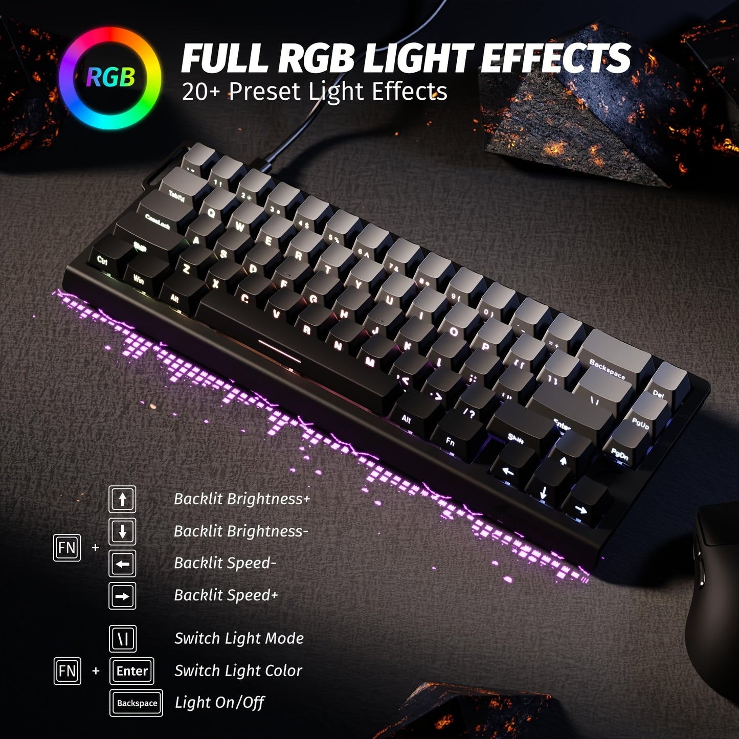 ATTACK SHARK X68 HE Mechanical Gaming Keyboard - 60% TKL Rapid Trigger