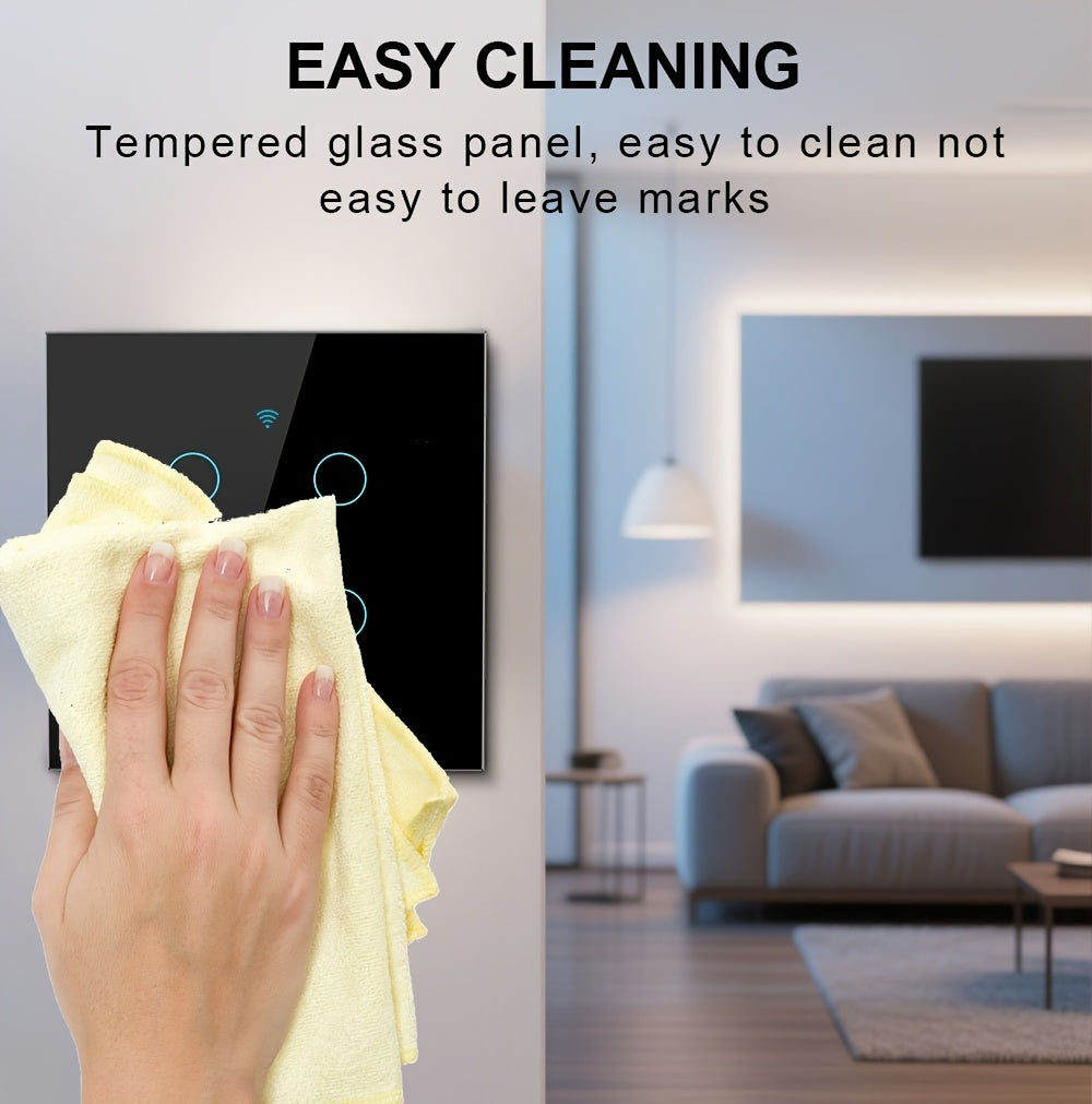 WiFi Smart Light Switch 1/2/3/4 Gang - Touchscreen Alexa Google