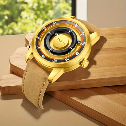 FOXBOX Men’s Fashion Watch – Unique Dial, Leather Strap, Quartz & Waterproof