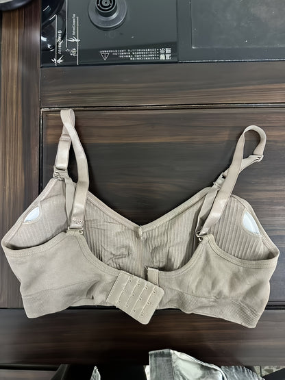 Soutien-gorge d'allaitement de maternité à fermeture côtelée sur le devant avec effet push-up