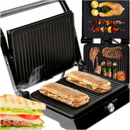 MEMFLOW Electric Panini Grill Toaster 1000W - Foldable Non-Stick