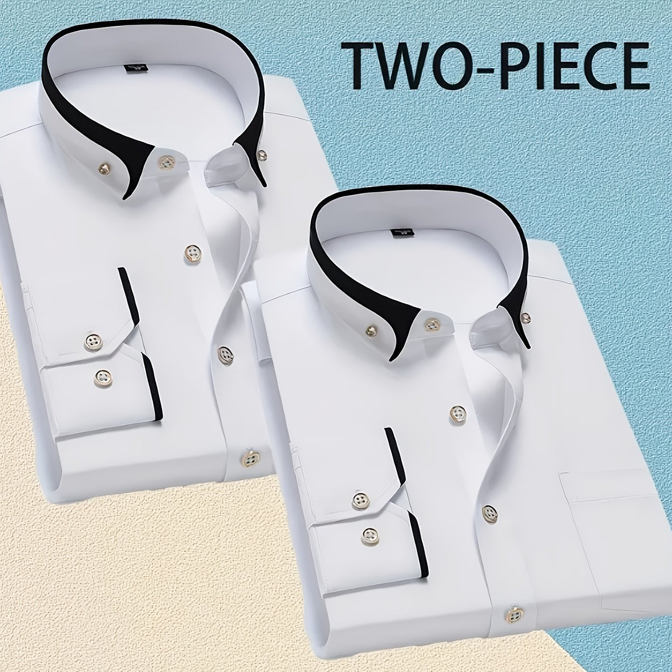1+1 Men's Double Lapel Long Sleeve Shirt - Fashion Business Casual