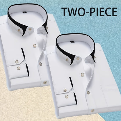 1+1 Men's Double Lapel Long Sleeve Shirt - Fashion Business Casual