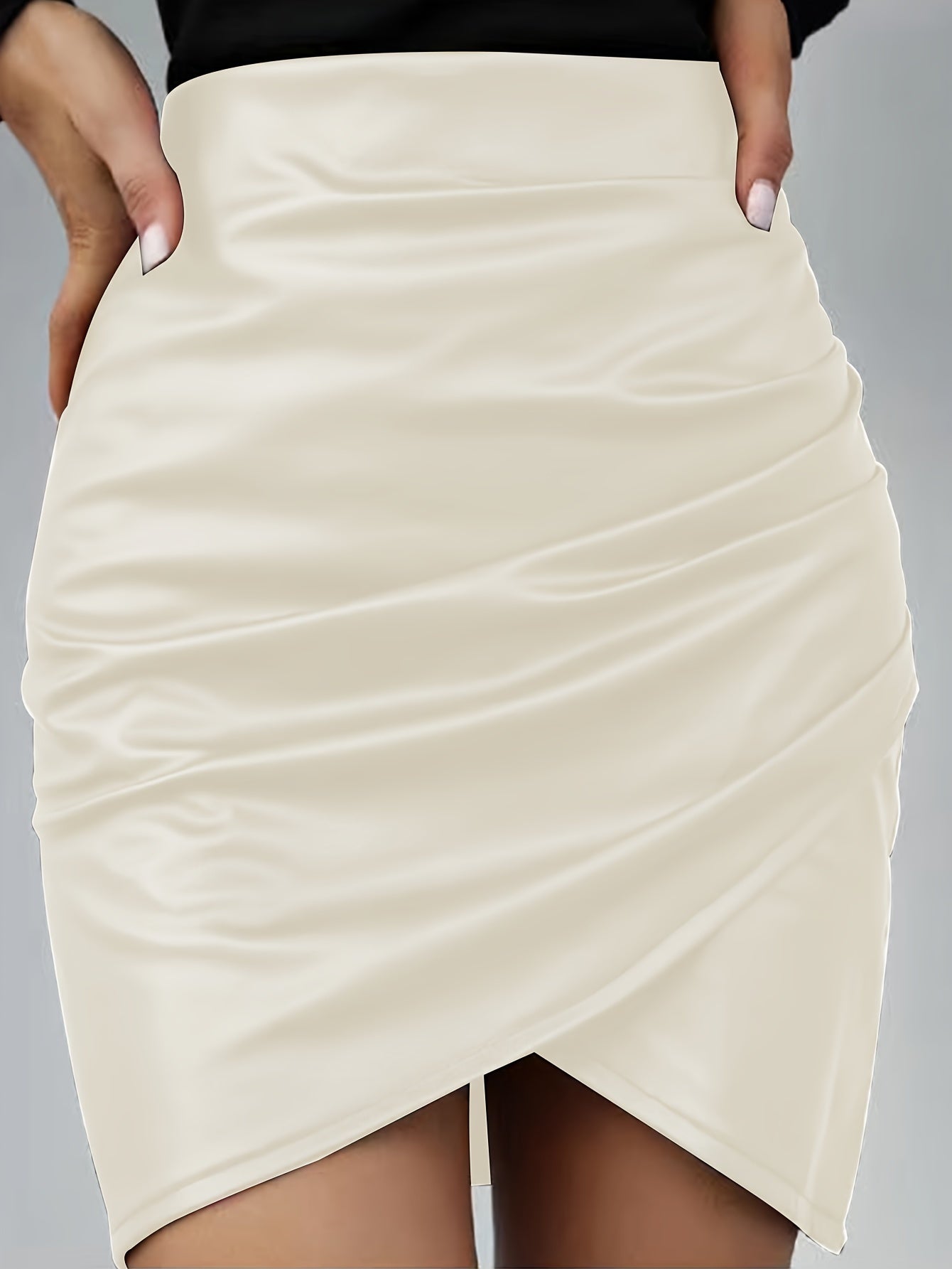 Women's Elegant PU Leather Skirt - Solid Color Half Skirt