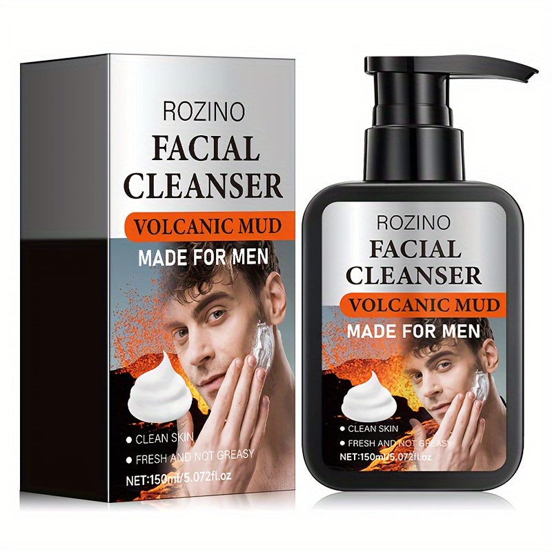 ROZINO Men's Volcanic Mud Cleanser - Oil Control Deep Cleansing