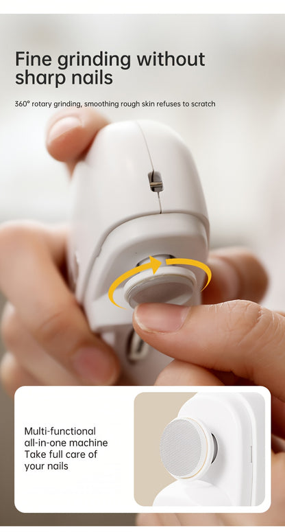 2-in-1 Electric Nail Clipper & Polisher - LED Light USB Charging