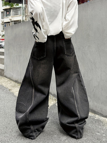 Men's Loose-Fit Y2K High-Street Jeans - Urban Streetwear