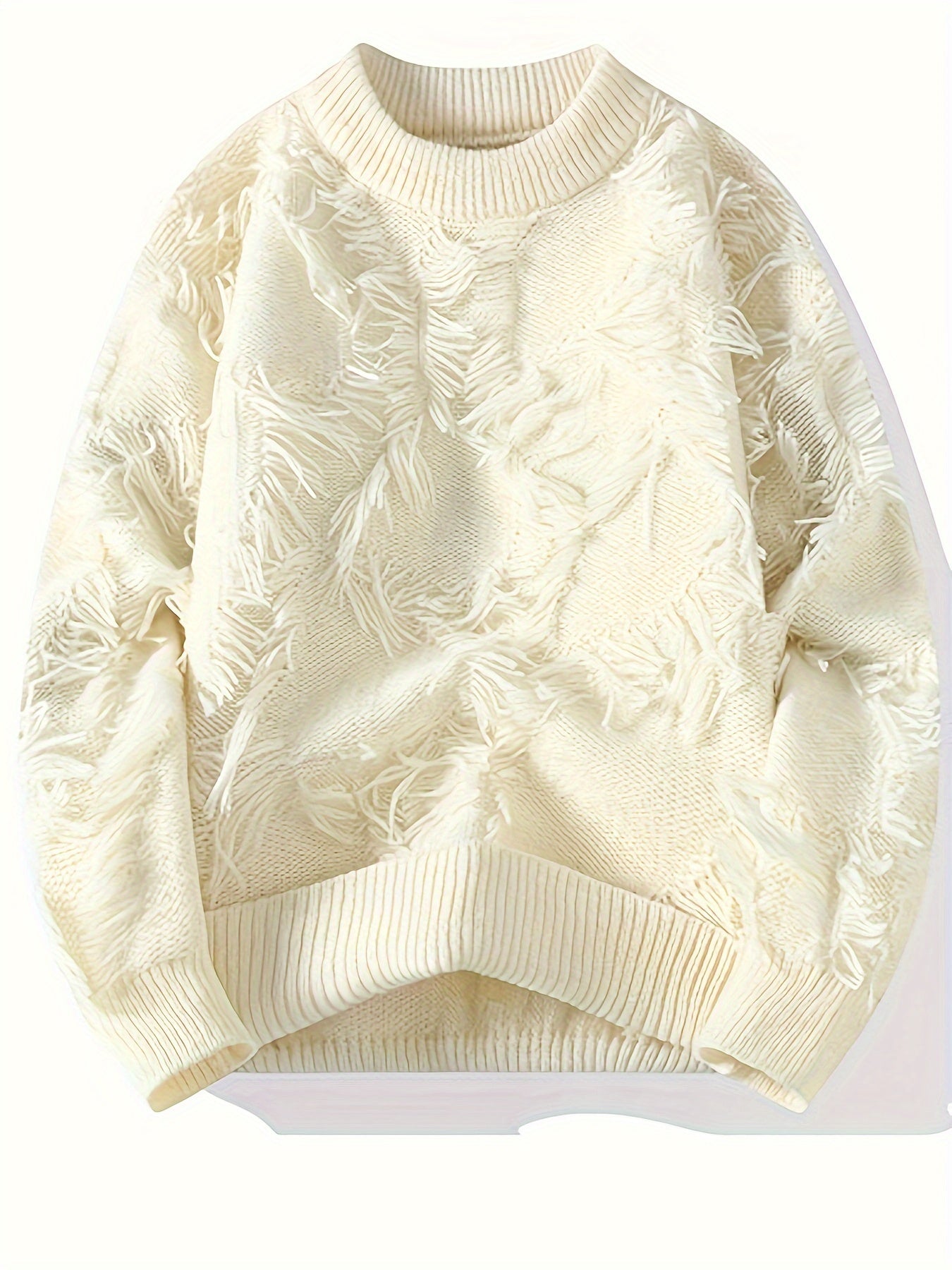 Men's Casual Fringed Pullover Sweater - High Stretch Knit