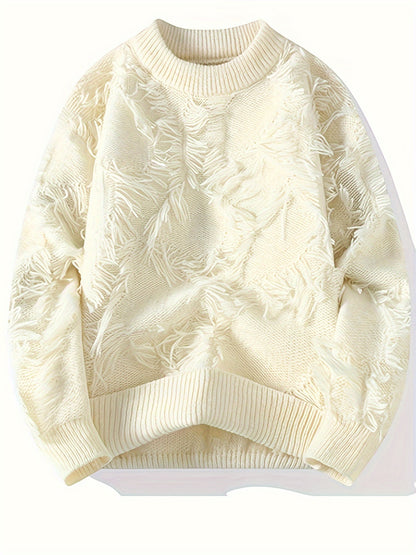 Men's Casual Fringed Pullover Sweater - High Stretch Knit
