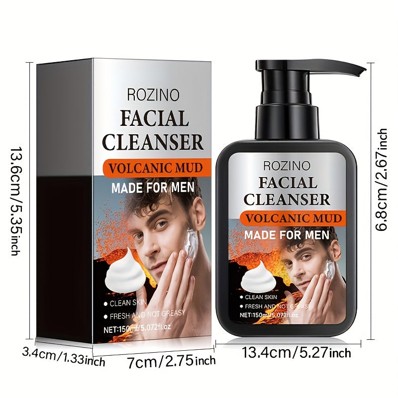 ROZINO Men's Volcanic Mud Cleanser - Oil Control Deep Cleansing