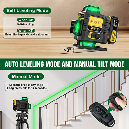 highsam 4D Laser Level - 16 Line Cross 360 Self Leveling 2 Battery