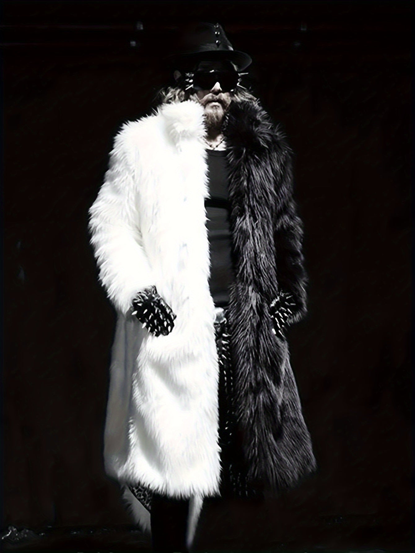NØRVA Men's Long Faux Fur Trench Coat