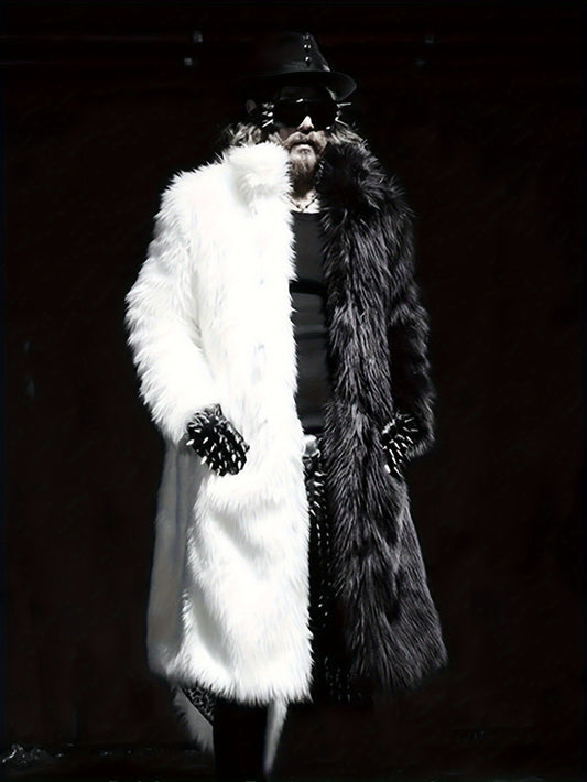 NØRVA Men's Long Faux Fur Trench Coat