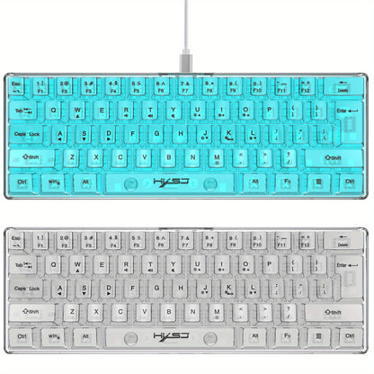 HXSJ 61-Key Gaming Keyboard - Full Transparent RGB Backlit USB-C