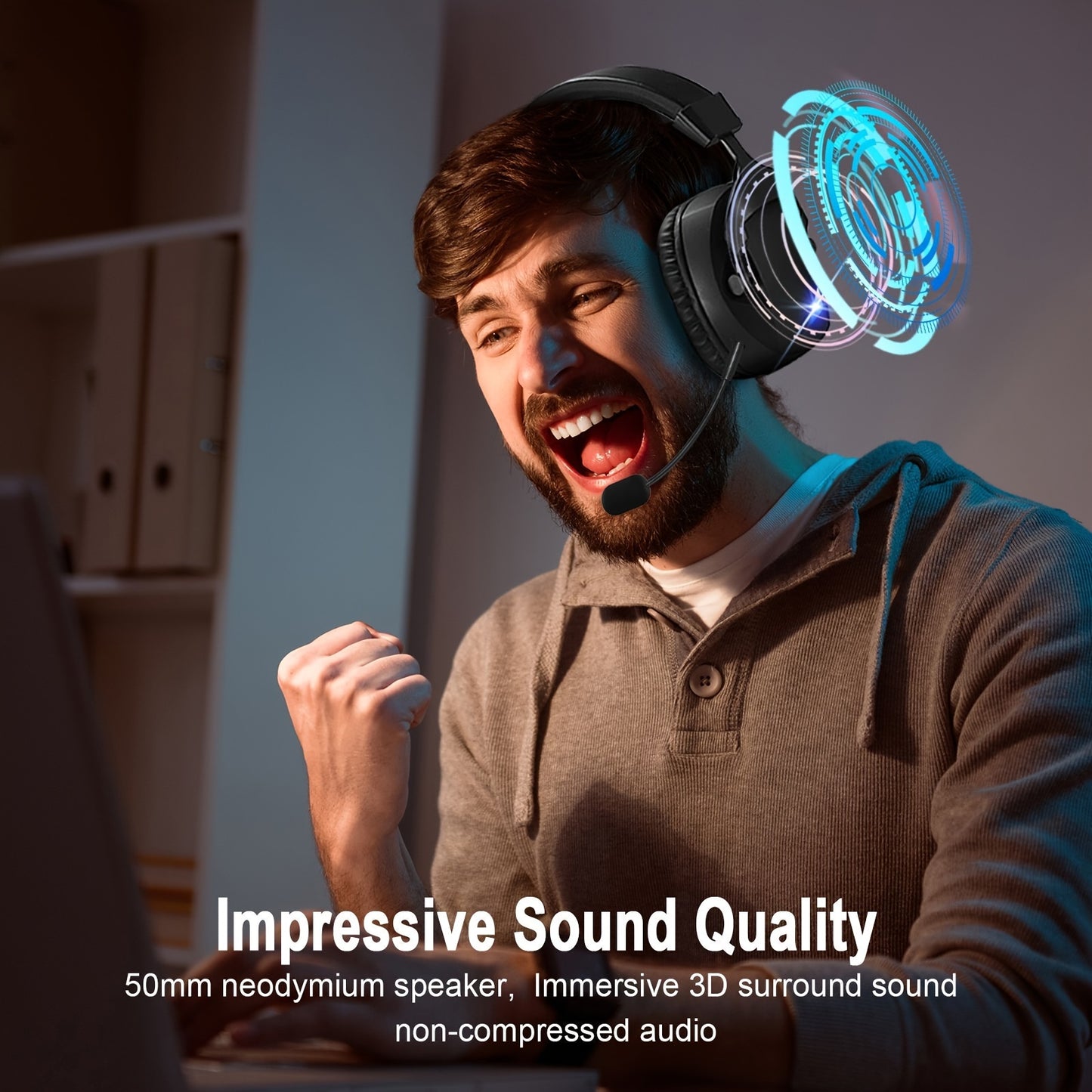 Wireless Gaming Headset - 3 Modes with 48Hr Battery & Surround Sound