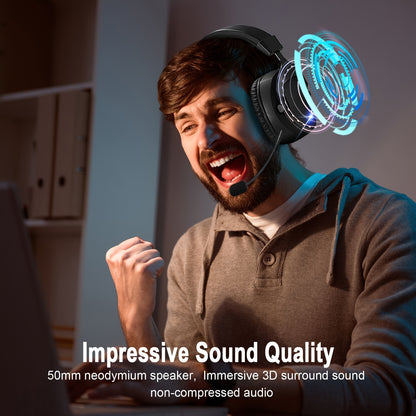 Wireless Gaming Headset - 3 Modes with 48Hr Battery & Surround Sound