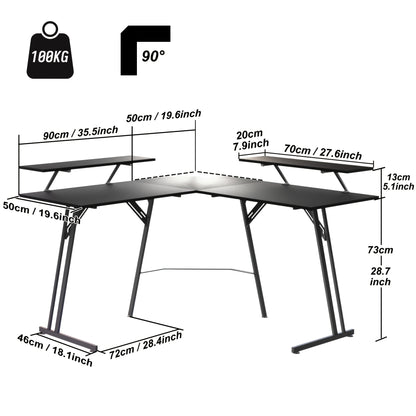 L-Shaped Computer Desk 140cm - Gaming & Home Office