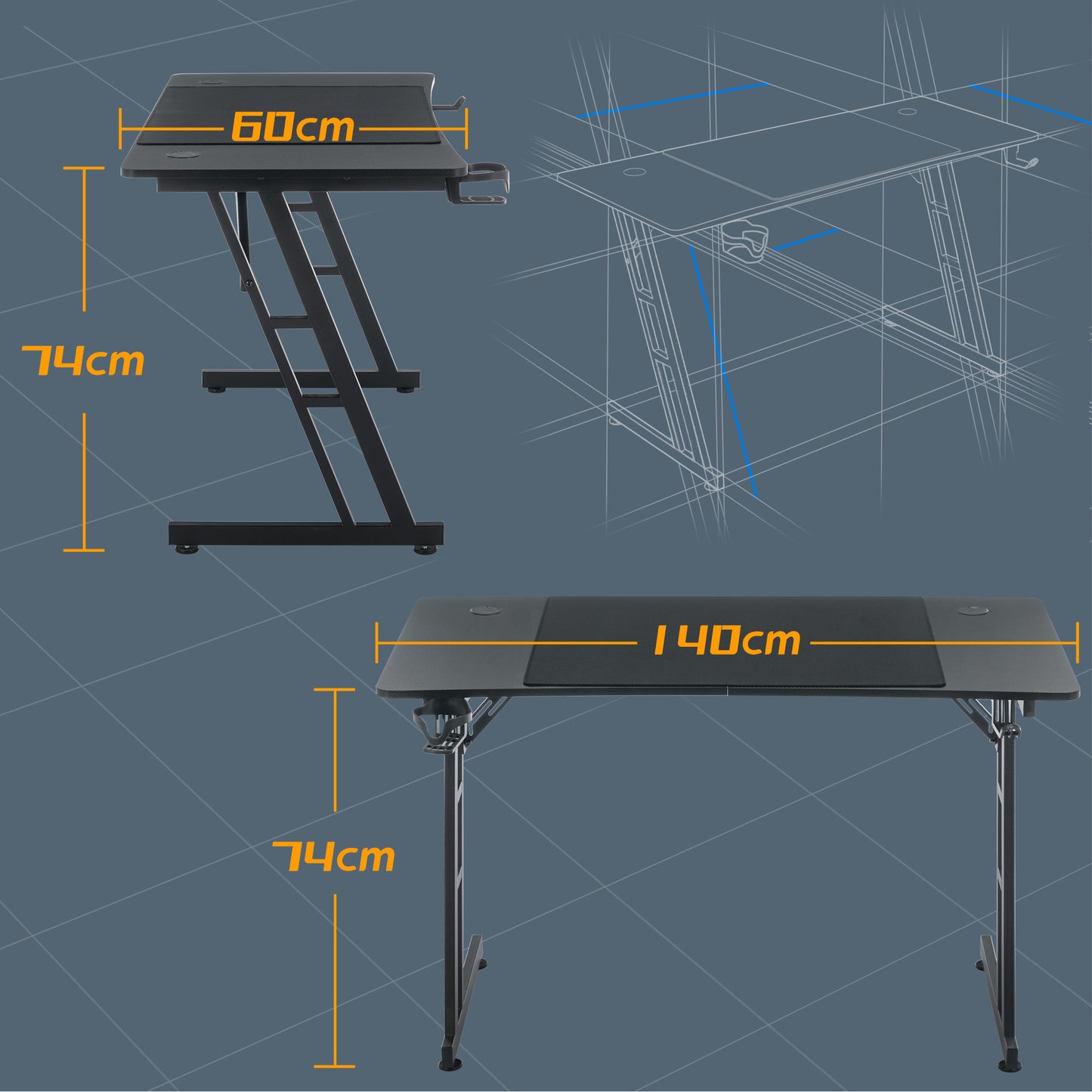 Ergonomic Height‑Adjustable Gaming Desk