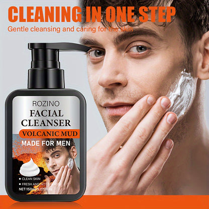 ROZINO Men's Volcanic Mud Cleanser - Oil Control Deep Cleansing