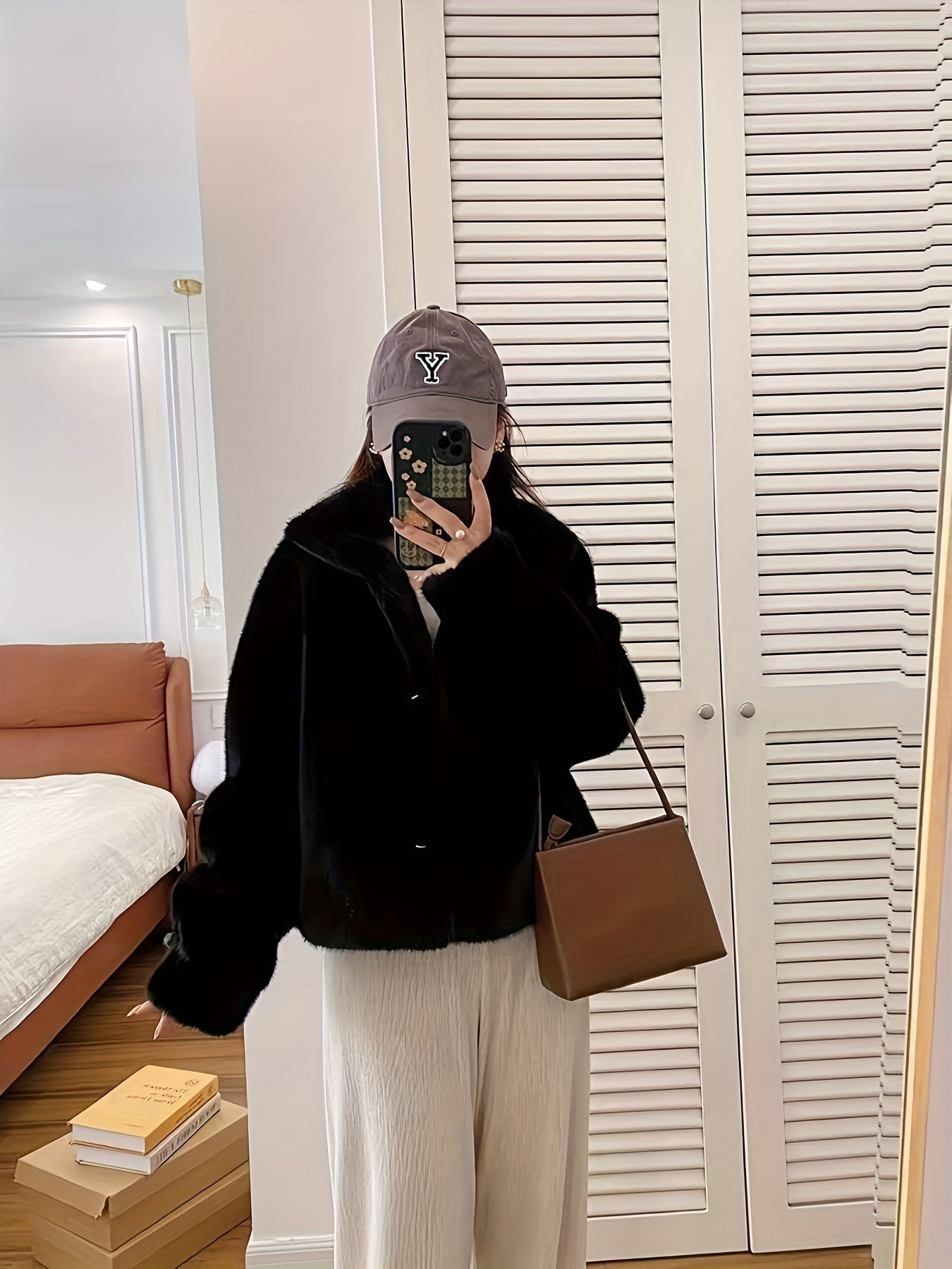 Faux Fur Open Front Fuzzy Coat, Elegant Long Sleeve Warm Outerwear For Fall & Winter, Women's Clothing