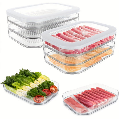 4-Tier Stackable Food Storage Containers - Refrigerator Organizer