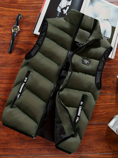 Men's Sleeveless Vest - Warm Zippered Stand Collar