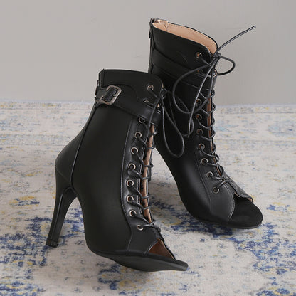 Women's Fish Mouth Cross Strap High Heels - Ring Ankle Buckle