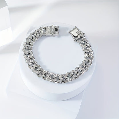 Luxurious Rhinestone Cuban Link Bracelet Unisex