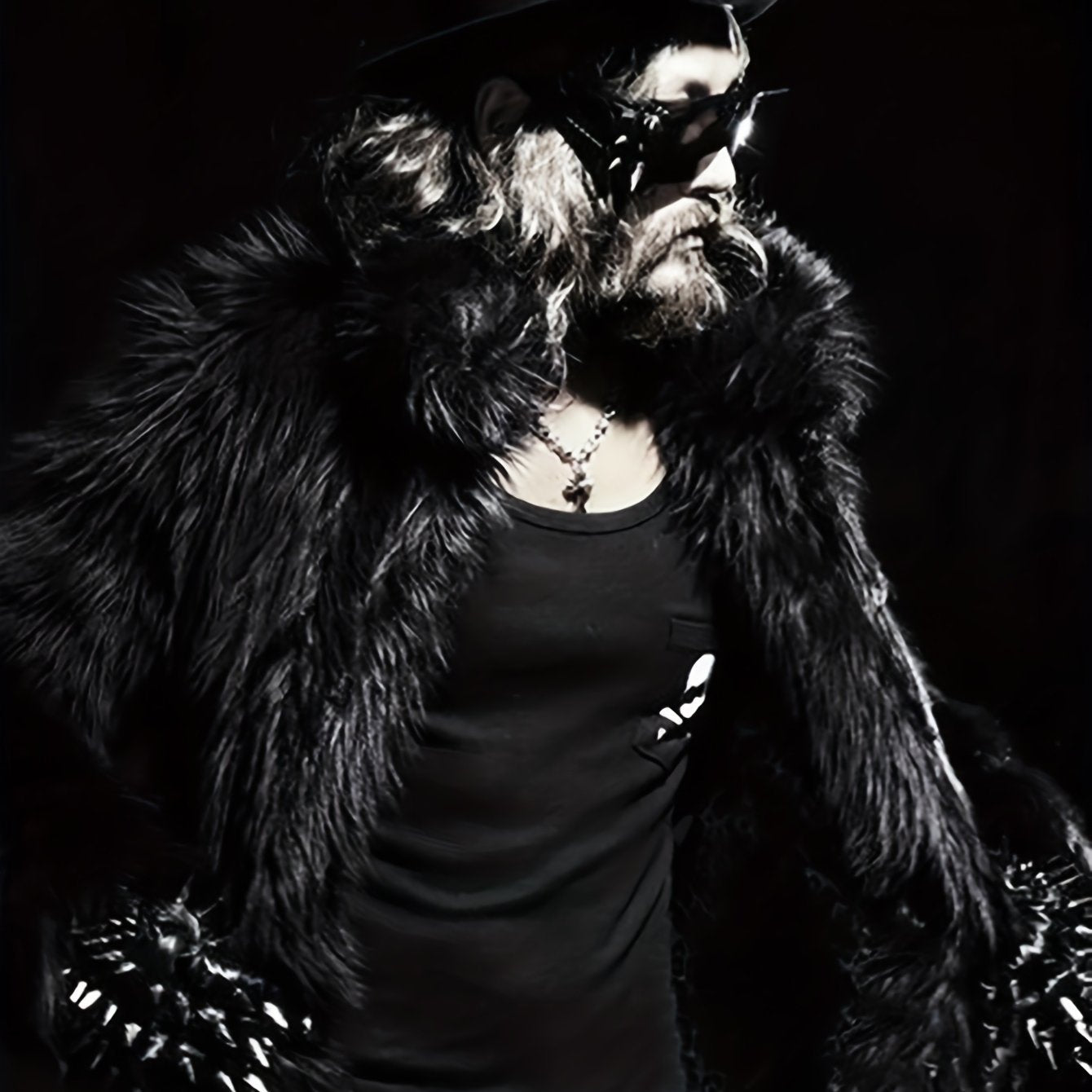 NØRVA Men's Long Faux Fur Trench Coat