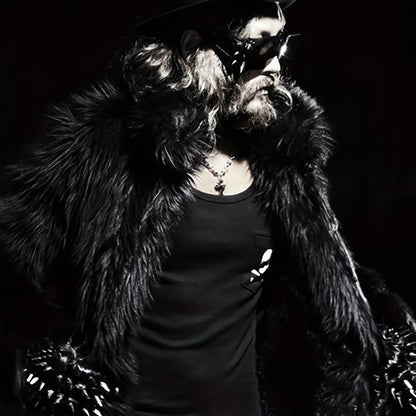 NØRVA Men's Long Faux Fur Trench Coat