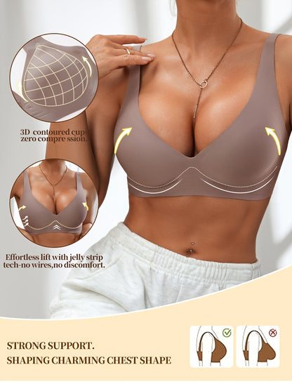 Full-Coverage Push-Up Bra - Wire-Free High Lift Non-Detachable Pad