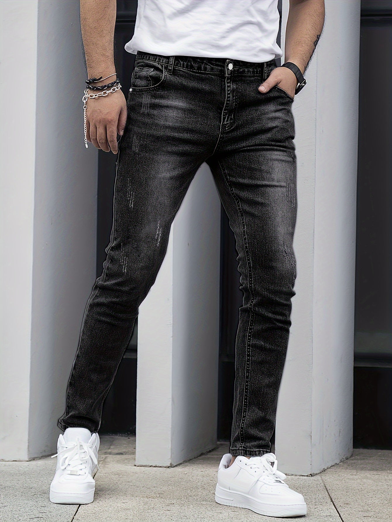 Men's Slim-Fit Stretch Denim - Button-Fly Skinny Jeans