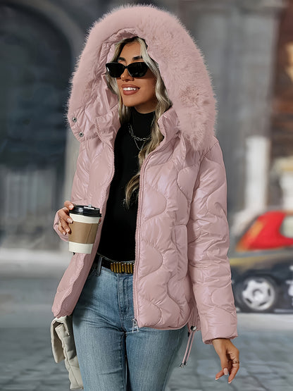 Women's Winter Puffer Jacket - Hooded Elegant Warm Coat