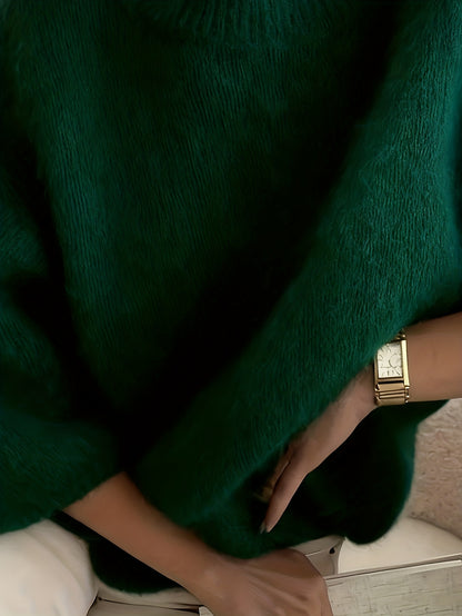 Women's Alpaca Sweater - Elegant Round Neck Winter Coat, Soft Warm Pure Color Blouses | High Elasticity for a Flattering Fit | Solid Color Sweaters for Dresses, Skirts & Pants Toppings | Hand Wash/Dry Clean (Autumn/Winter War