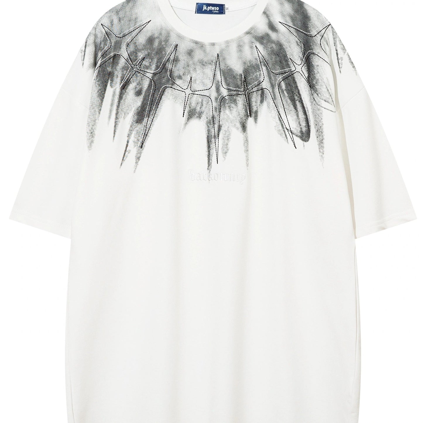 Relaxed T-Shirt - Geometric Print Cotton Blend