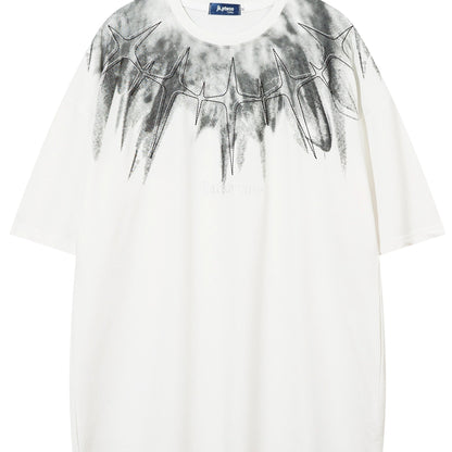 Relaxed T-Shirt - Geometric Print Cotton Blend