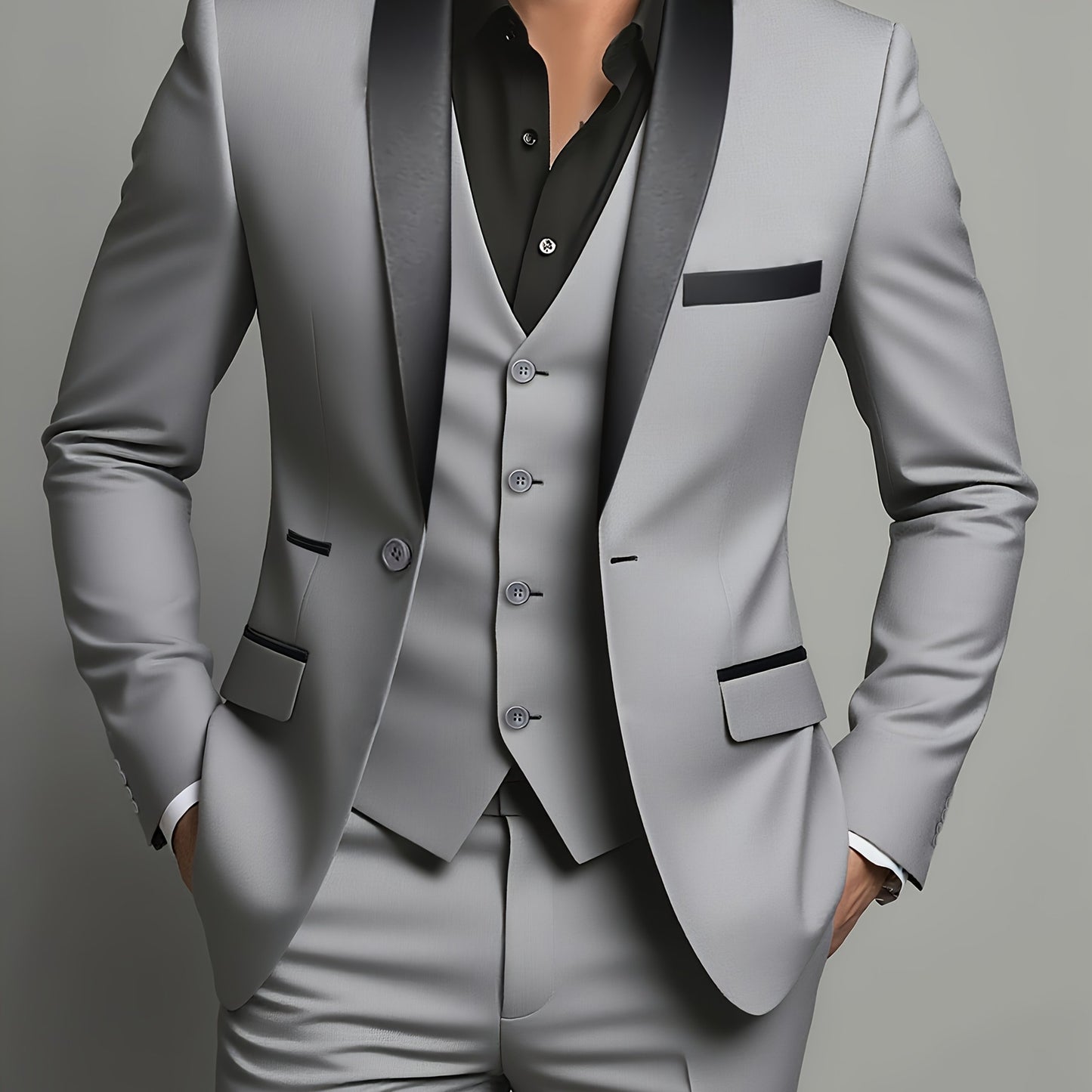 Men's 3pcs Suit Set - Blazer Vest Pants Elegant
