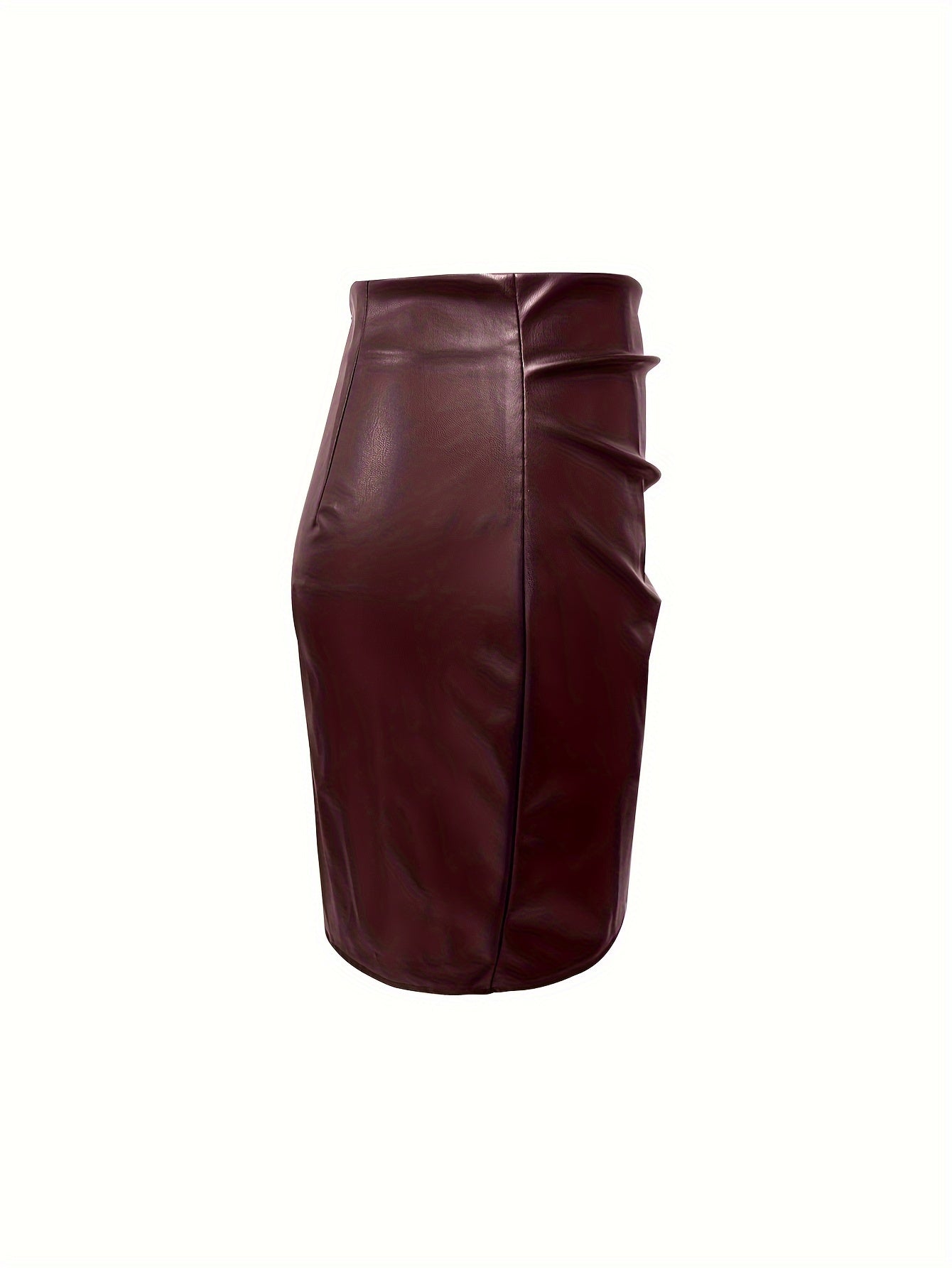 Women's Elegant PU Leather Skirt - Solid Color Half Skirt