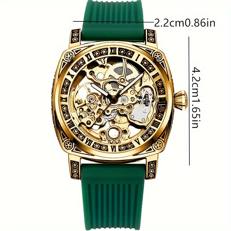 VerdeMontre Mechanical Watch - Luxury Square Automatic Green Strap