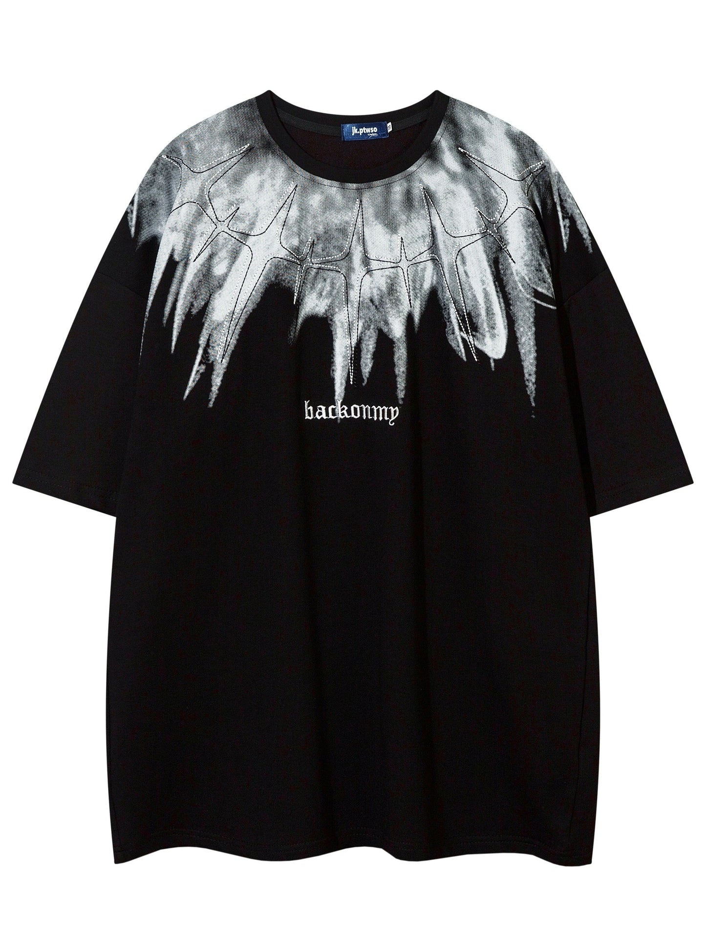 Relaxed T-Shirt - Geometric Print Cotton Blend