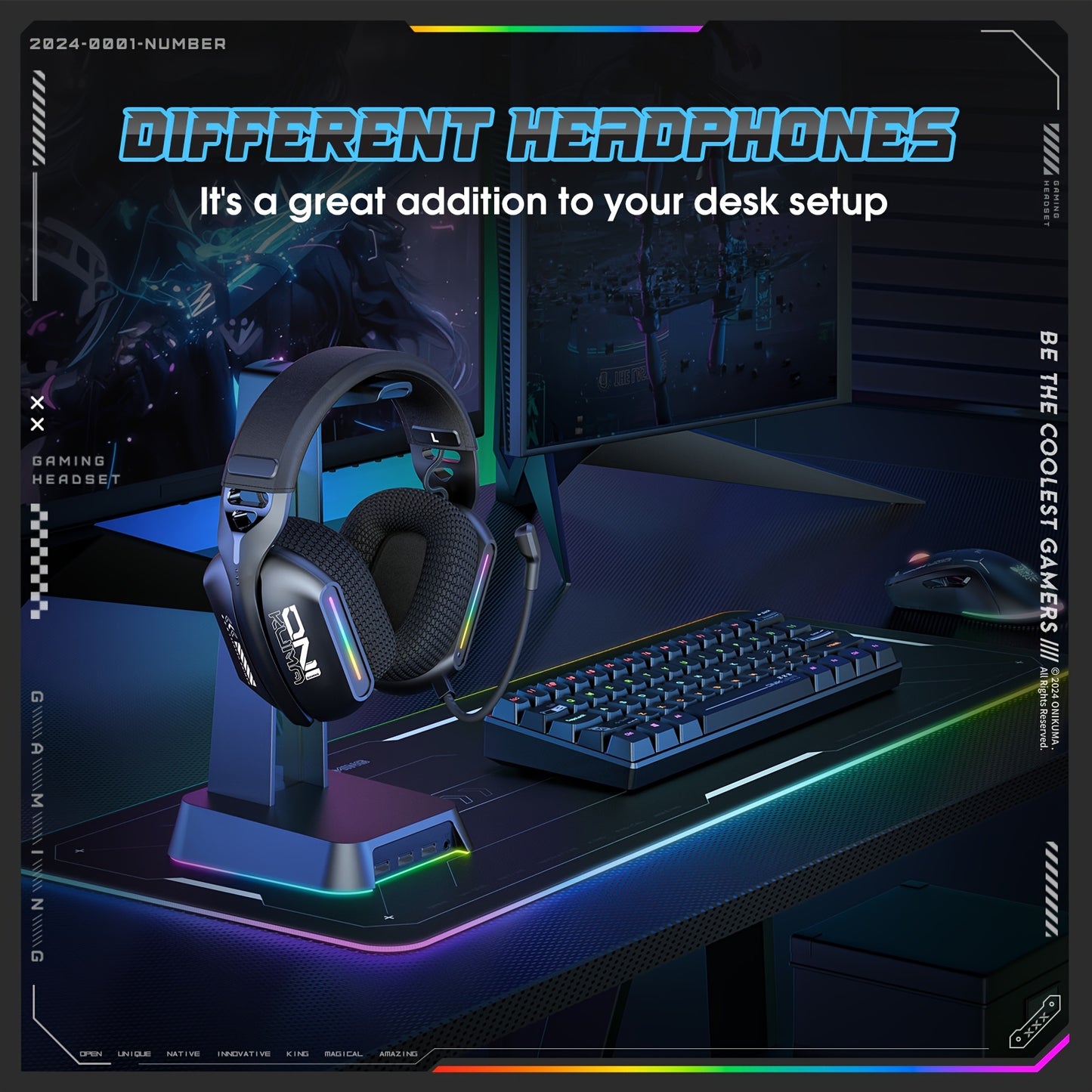 ONIKUMA 2.4G Tri-Mode Wireless Gaming Headset - PS5/PS4/PC