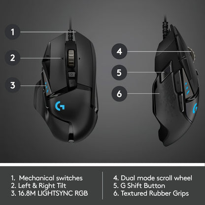 Logitech G502 HERO Wired Gaming Mouse - RGB with 11 Programmable Buttons
