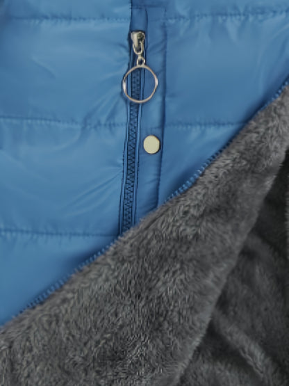 Plus Size Hooded Mid-Length Thick Warm Coat - Anti-Cold Zipper