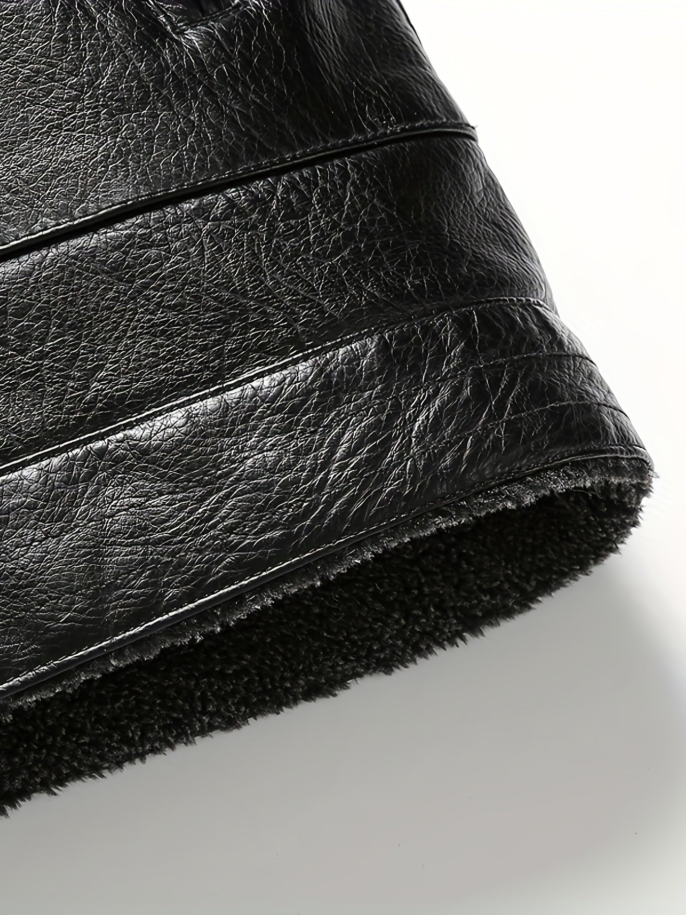 Men's Winter Thickened Bomber Jacket - Windproof Lapel PU