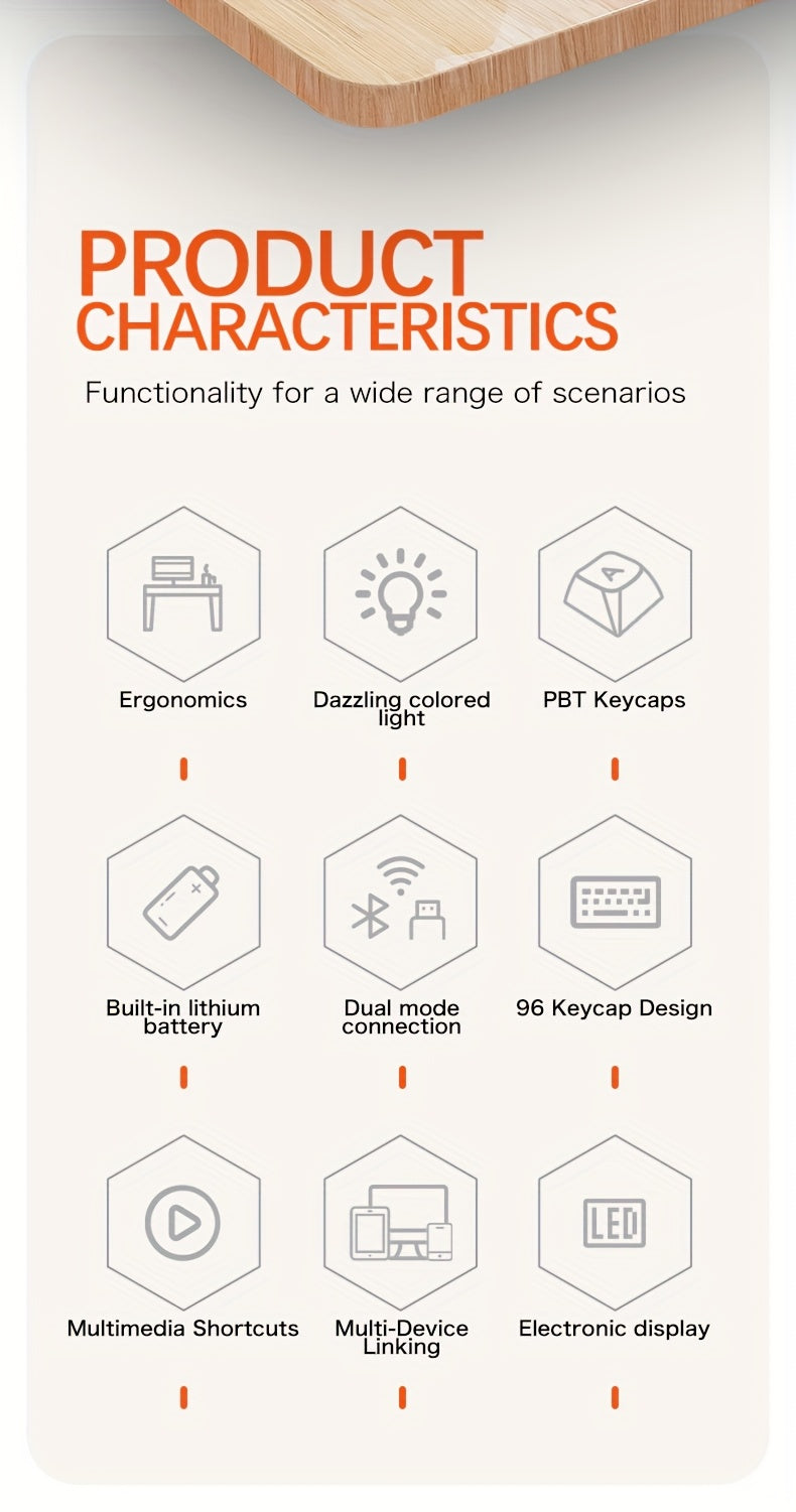 M96 Wireless Keyboard - Dual Mode 5.0/2.4G with RGB Backlit
