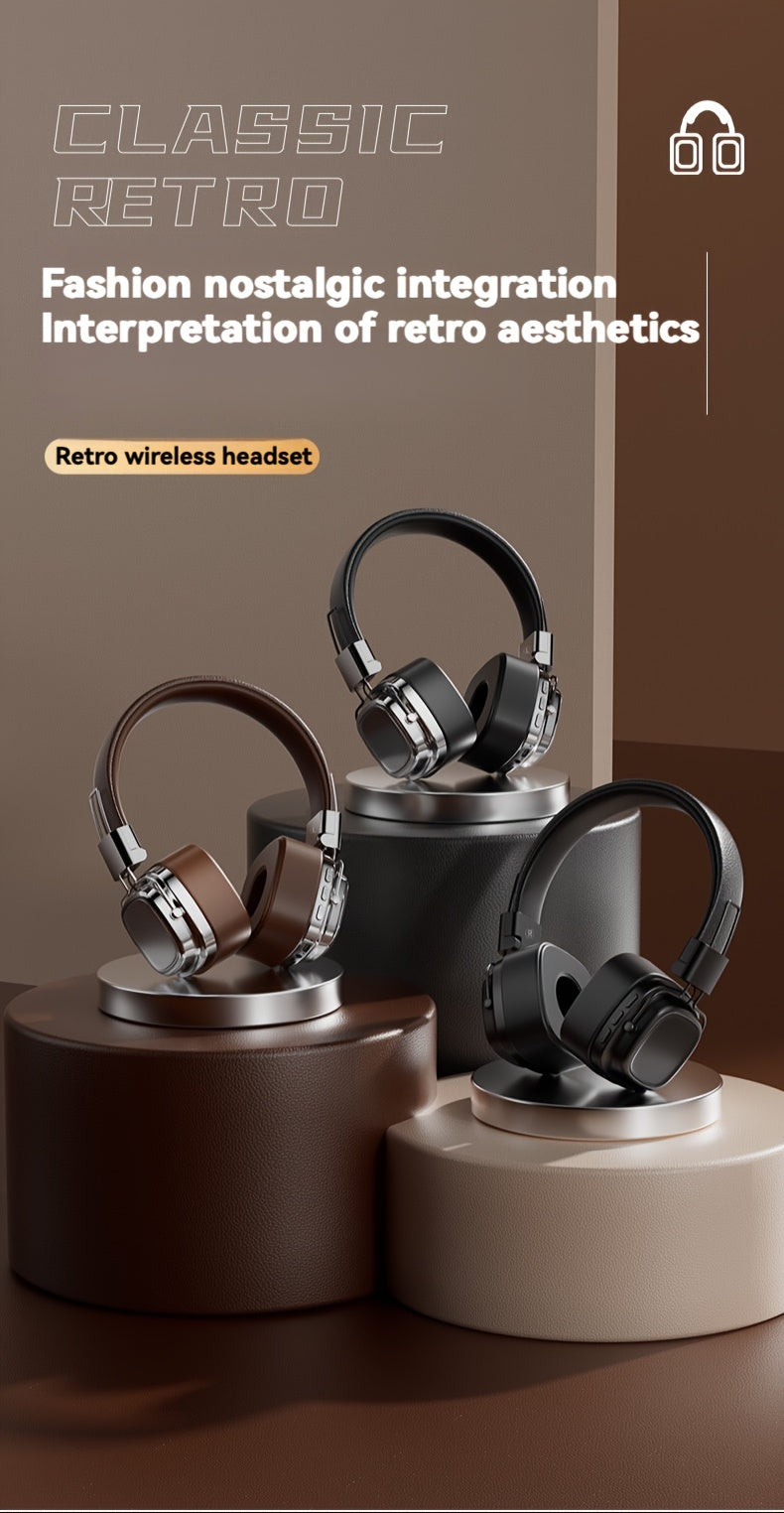 Retro Wireless Headphones - HiFi Deep Bass with 350mAh Battery