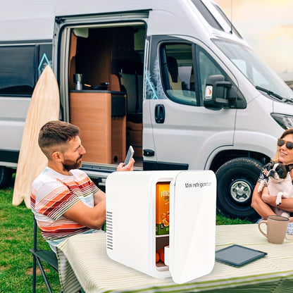 Mini-réfrigérateur pour camping-car 4 L - Glacière et chauffe-plats portables CA + 12 V CC