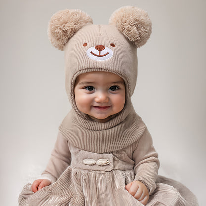 Baby Bear Ear Mask & Beanie - 0-8 Years Winter Hat