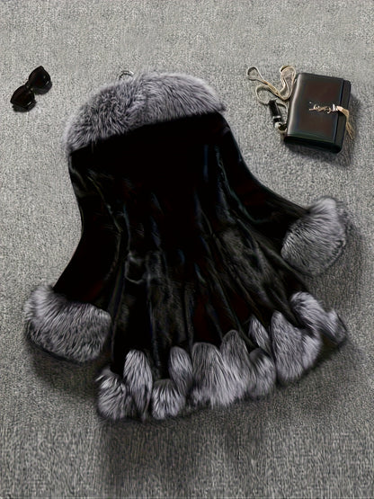 Plus Size Women's Faux Fur-Lined Hooded Coat